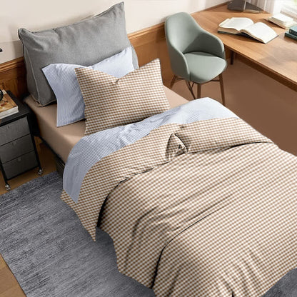 Cotton Plaid Duvet Cover Dorm Bedding Set - image 19