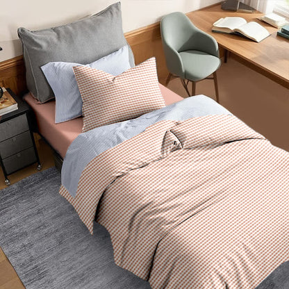 Cotton Plaid Duvet Cover Dorm Bedding Set - image 26