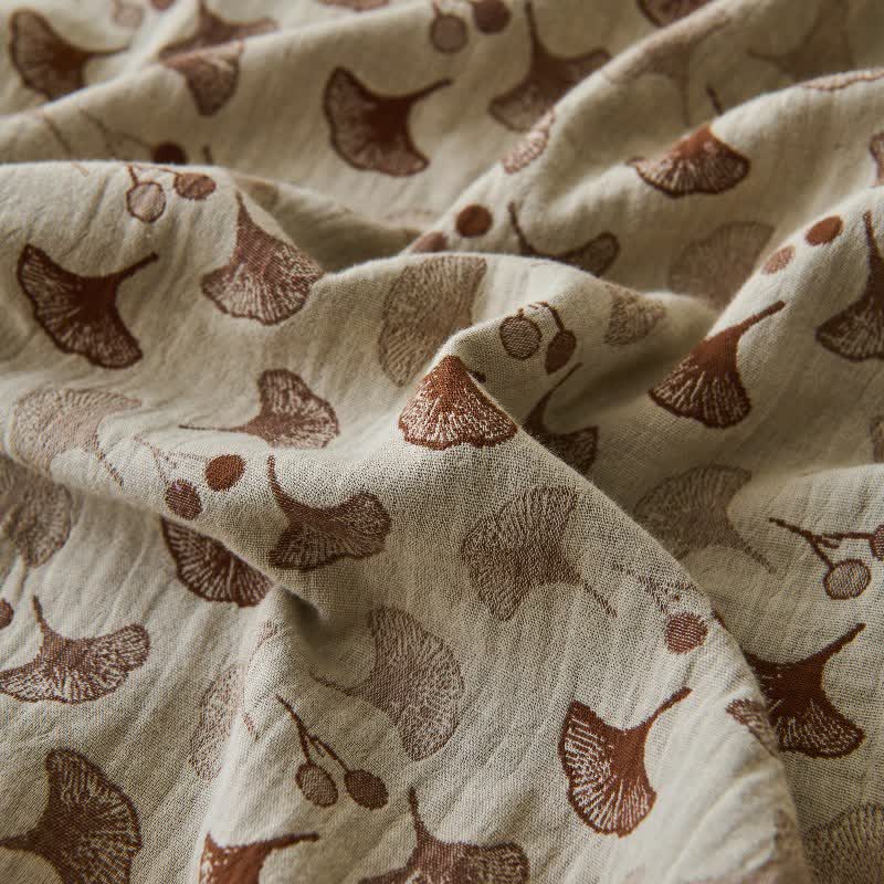 Nature-inspired Ginkgo Biloba Natural Cotton  Bedspread - image 9