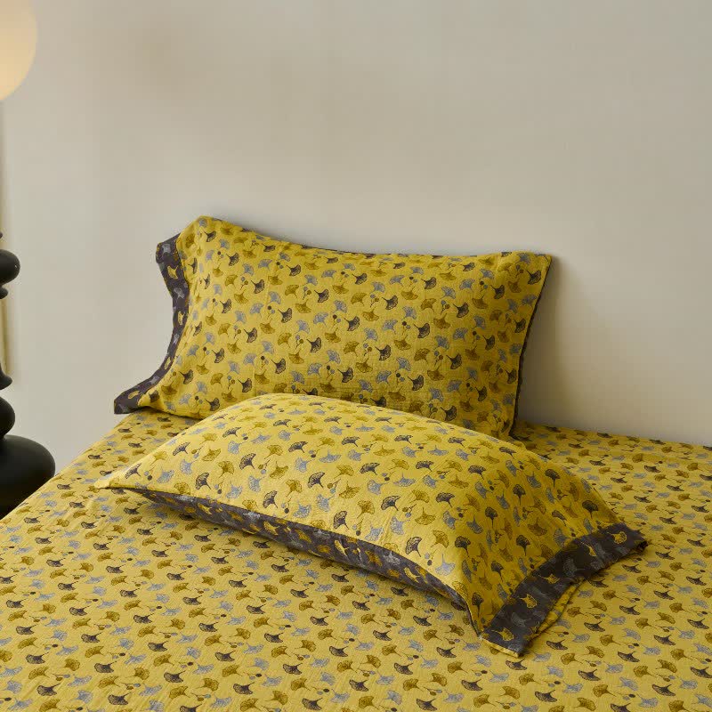 Nature-inspired Ginkgo Biloba Natural Cotton  Bedspread - image 13