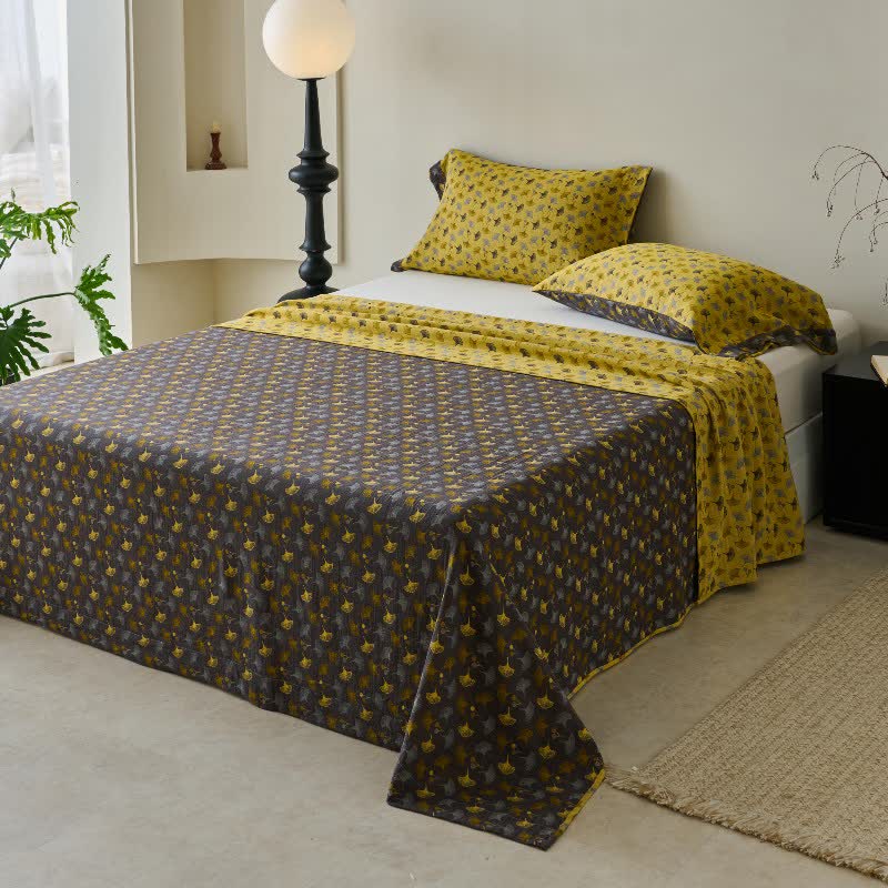 Nature-inspired Ginkgo Biloba Natural Cotton  Bedspread - image 25