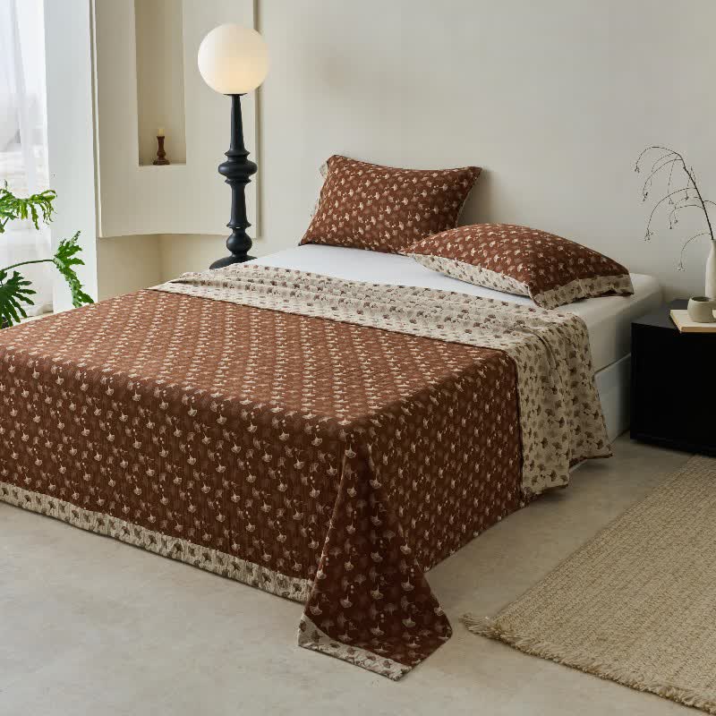 Nature-inspired Ginkgo Biloba Natural Cotton  Bedspread - image 21