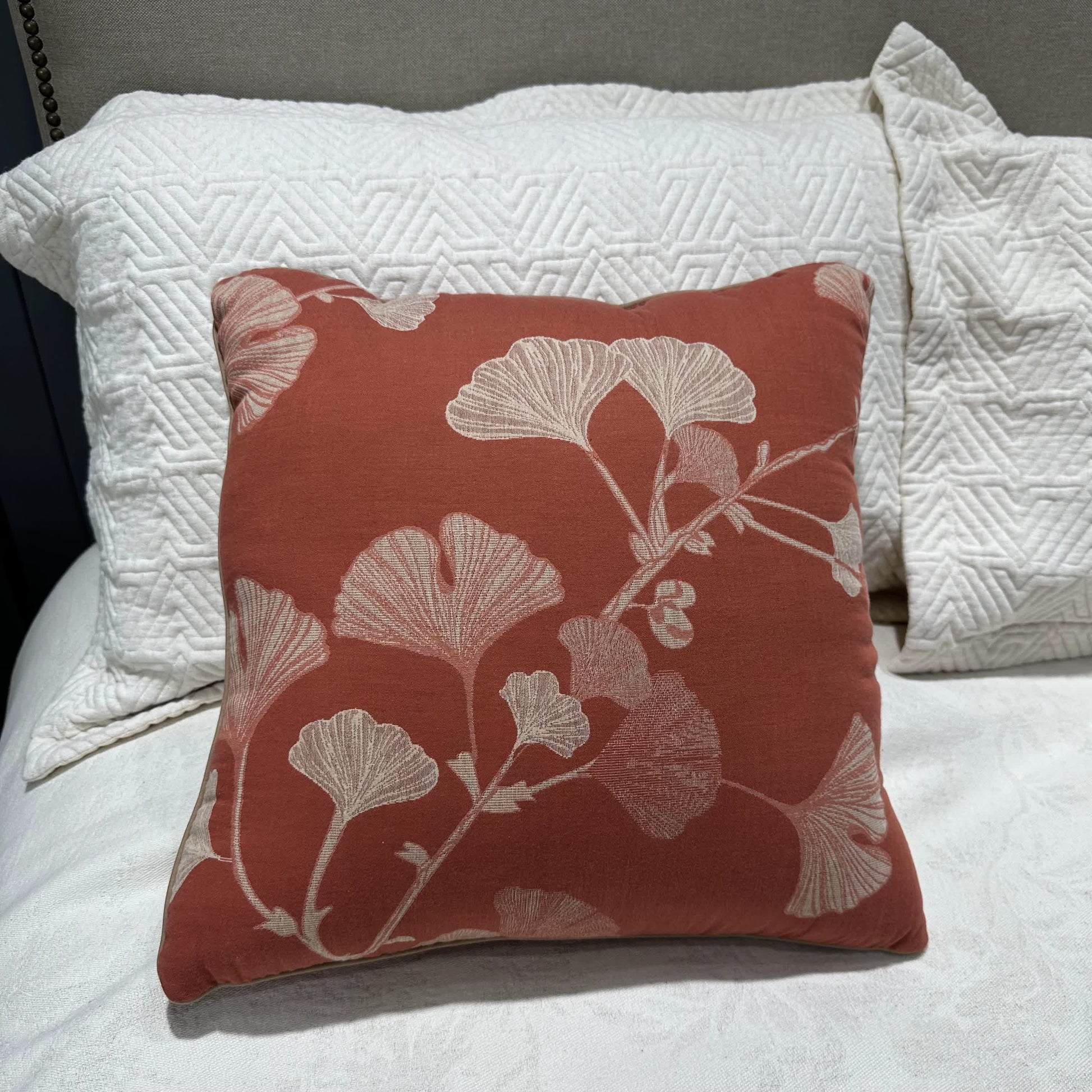 Rustic Ginkgo Leaf Accent Pillow - 18" x 18" - image 0