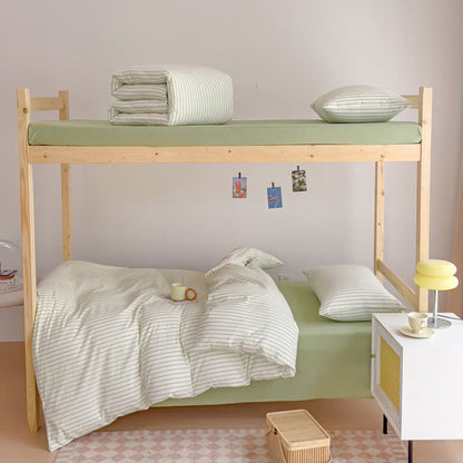 Cotton Minimalist Striped Dorm Bedding Set - image 1