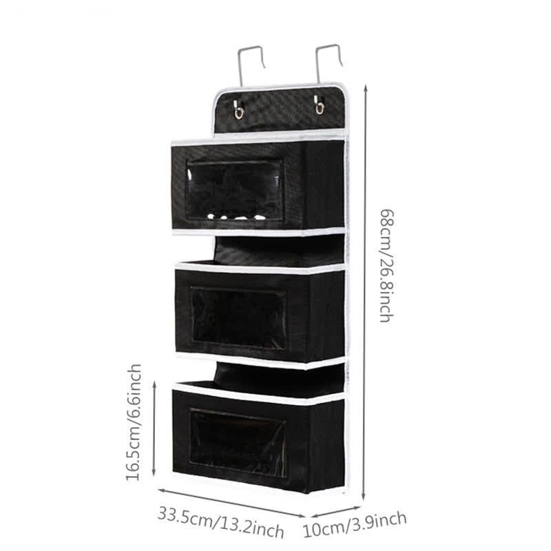 Dorm Hanging Multi-Layer Storage Organizer - Black - 3PCS - 13"L x 4"W x27"H - image 13