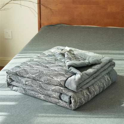 Leaf Stripe Natural Cotton Gauze Quilt - image 3