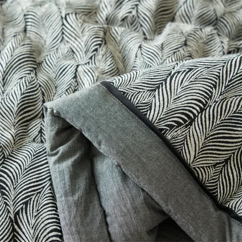 Leaf Stripe Natural Cotton Gauze Quilt - image 6