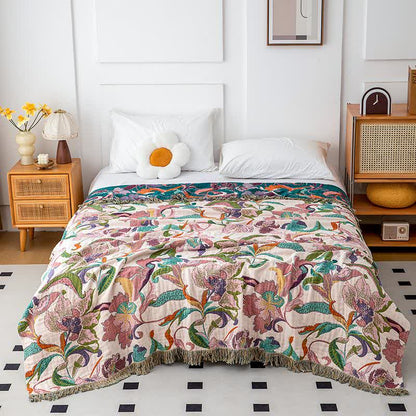 Flower Vine Cotton Gauze Tassel Quilt - King - image 0