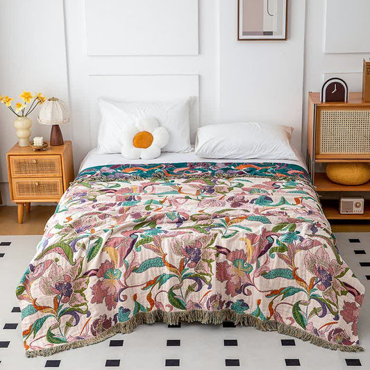Flower Vine Cotton Gauze Tassel Quilt - King - image 0