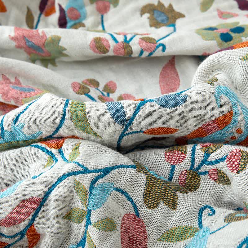 Bohemian Artistic Floral Leaf Cotton Blanket - image 3