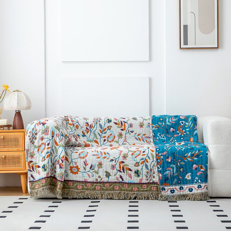 Bohemian Artistic Floral Leaf Cotton Quilt - image 2