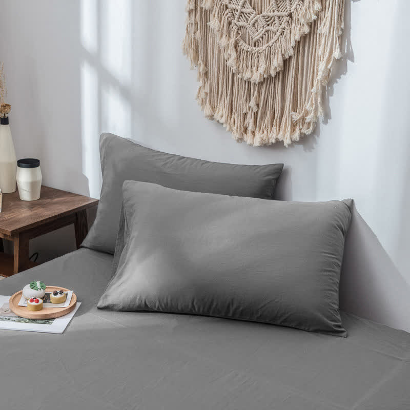 Ownkoti Simple Soft Cotton Pillowcase (2PCS) - Gray - 48cm x 74cm - image 1