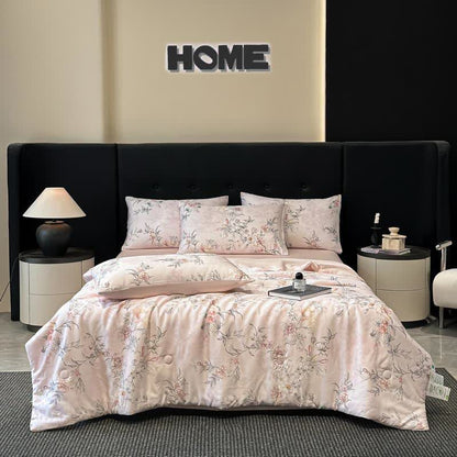 Rose Print Silky Natural Quilt - Pink - Bedding Sets - King - image 7