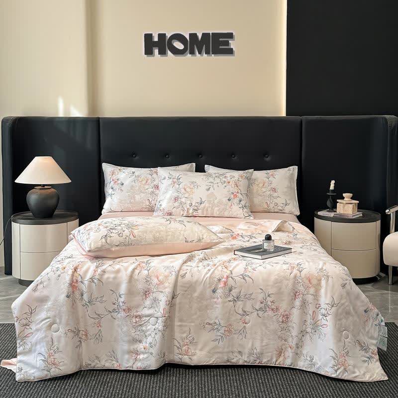 Rose Print Silky Natural Quilt - Beige - Bedding Sets - King - image 0