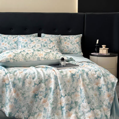 Silky Watercolor Flower Print Natural Quilt - image 5