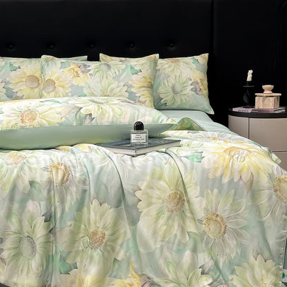 Daisy Print Silky Natural Quilt - image 1