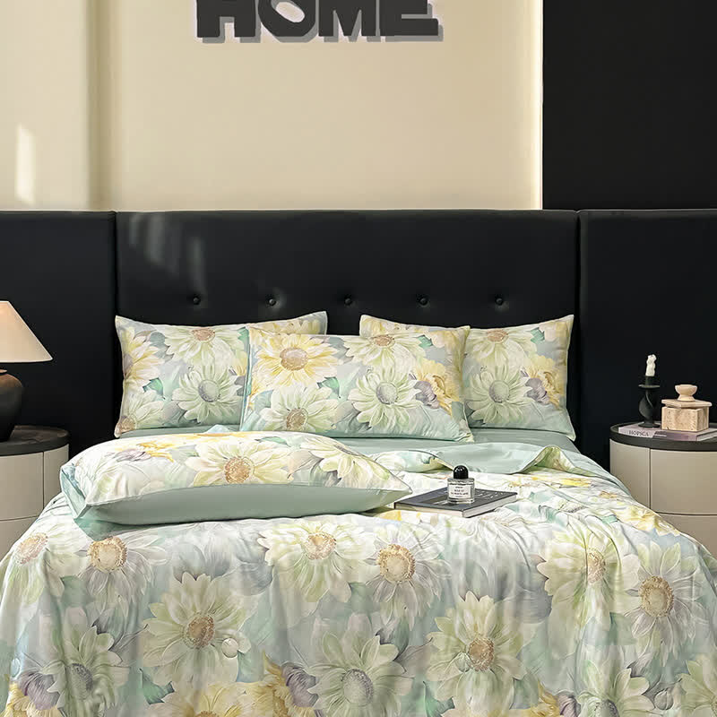Daisy Print Silky Natural Quilt - Bedding Sets - King - image 0