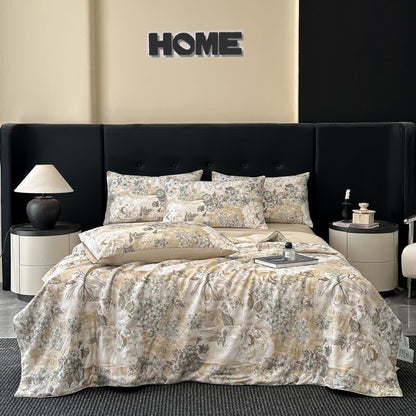 Peony Flourish Print Silky Natural Quilt - Bedding Sets - King - image 0