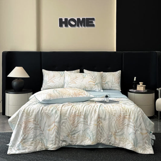 Tranquil Leaf Print Silky Natural Quilt - Bedding Sets - King - image 0