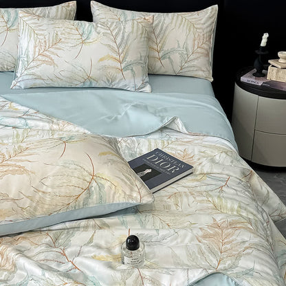 Tranquil Leaf Print Silky Natural Quilt - image 2