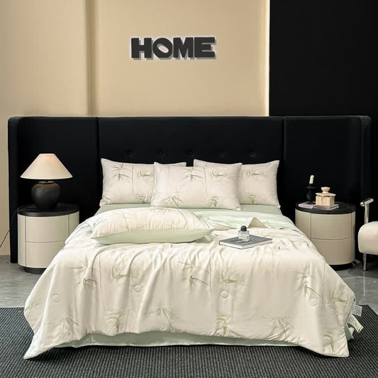 Bamboo Print Silky Natural Quilt - Bedding Sets - King - image 0