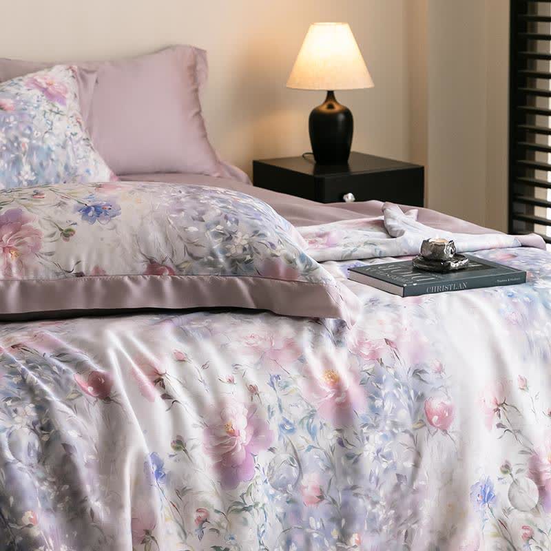 Poppy Floral Print Silky Natural Quilt - image 6