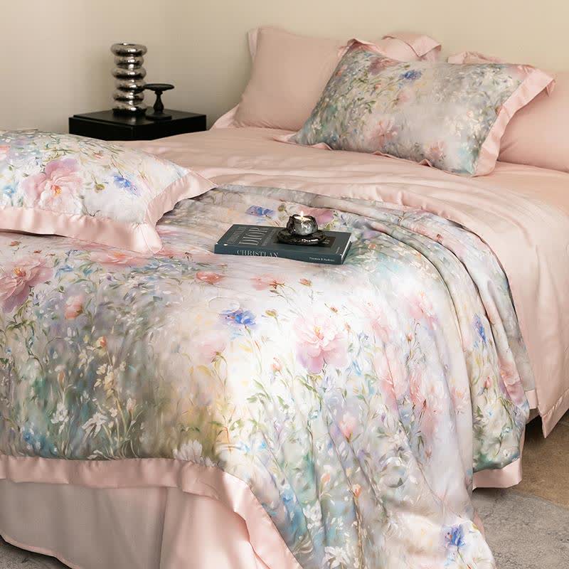 Poppy Floral Print Silky Natural Quilt - image 10