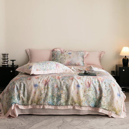 Poppy Floral Print Silky Natural Quilt - Pink - Bedding Sets - Queen - image 8