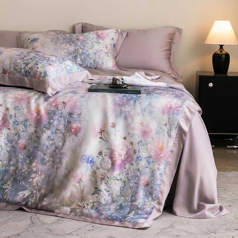 Poppy Floral Print Silky Natural Quilt - image 2
