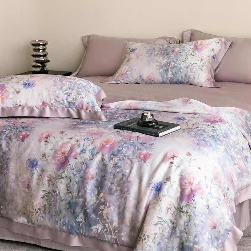 Poppy Floral Print Silky Natural Quilt - image 1