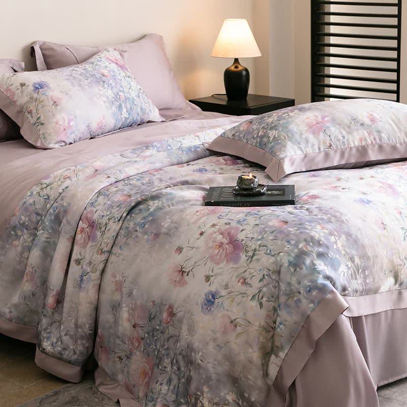 Poppy Floral Print Silky Natural Quilt - image 3