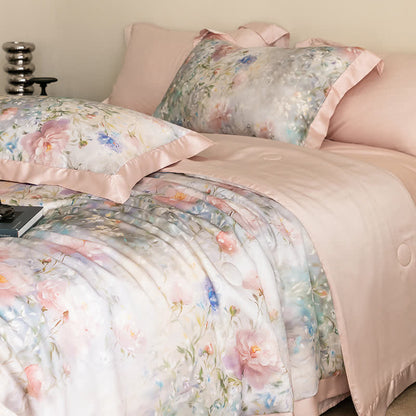 Poppy Floral Print Silky Natural Quilt - image 11