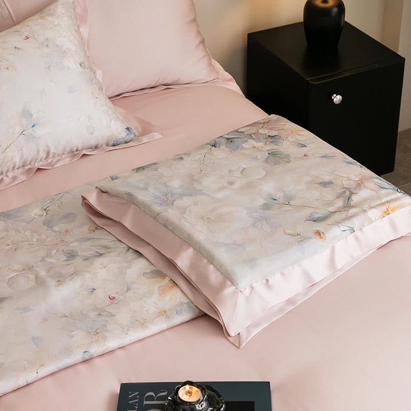 Pink Peony Print Silky Natural Quilt - image 5