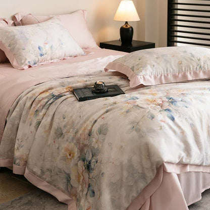 Pink Peony Print Silky Natural Quilt - image 2