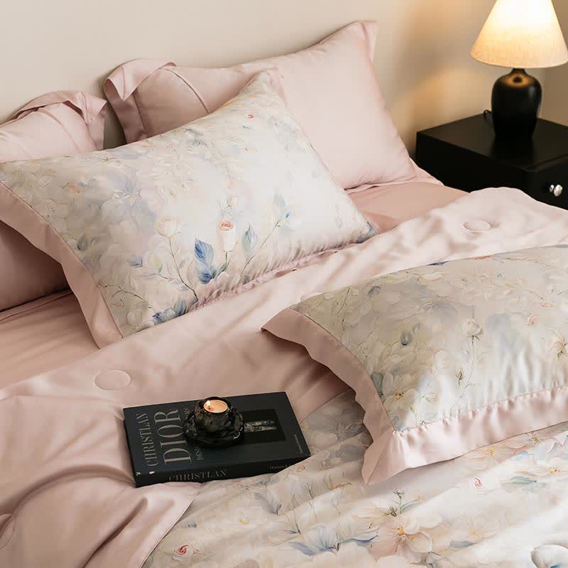 Pink Peony Print Silky Natural Quilt - image 4