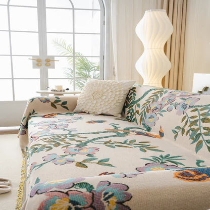 Green Leaf Floral Chenille Sofa Protector - image 3