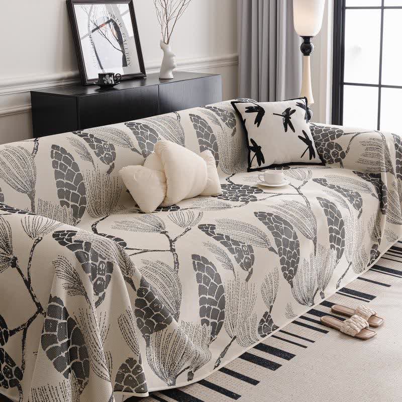 Pine Cone Ice Silk Sofa Protector - Dark Gray - 71" x 134" - image 1