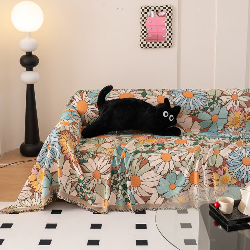 Colorful Daisy Print Sofa Protector - 71" x 134" - image 0