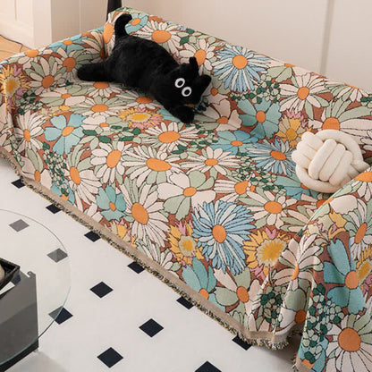 Colorful Daisy Print Sofa Protector - image 1