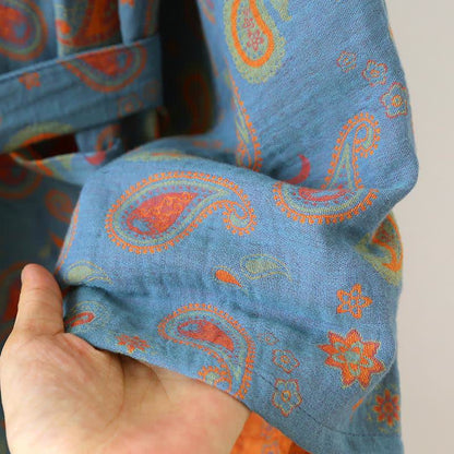 Paisley Cotton Gauze Japanese Kimono Robe - image 6