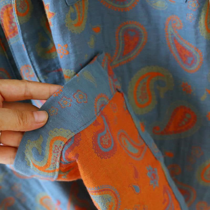 Paisley Cotton Gauze Japanese Kimono Robe - image 5