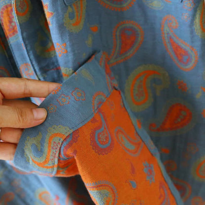Paisley Cotton Gauze Japanese Kimono Robe - image 5