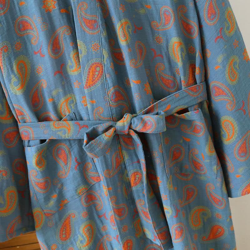 Paisley Cotton Gauze Japanese Kimono Robe - image 2