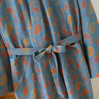 Paisley Cotton Gauze Japanese Kimono Robe - image 2