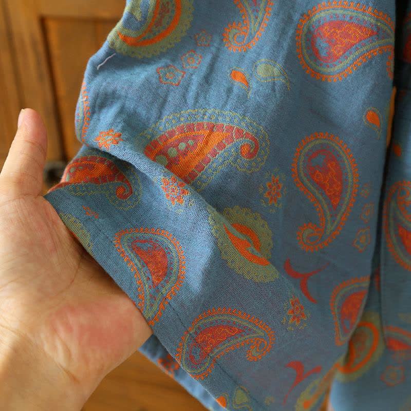 Paisley Cotton Gauze Japanese Kimono Robe - image 7