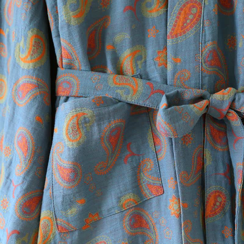 Paisley Cotton Gauze Japanese Kimono Robe - image 3
