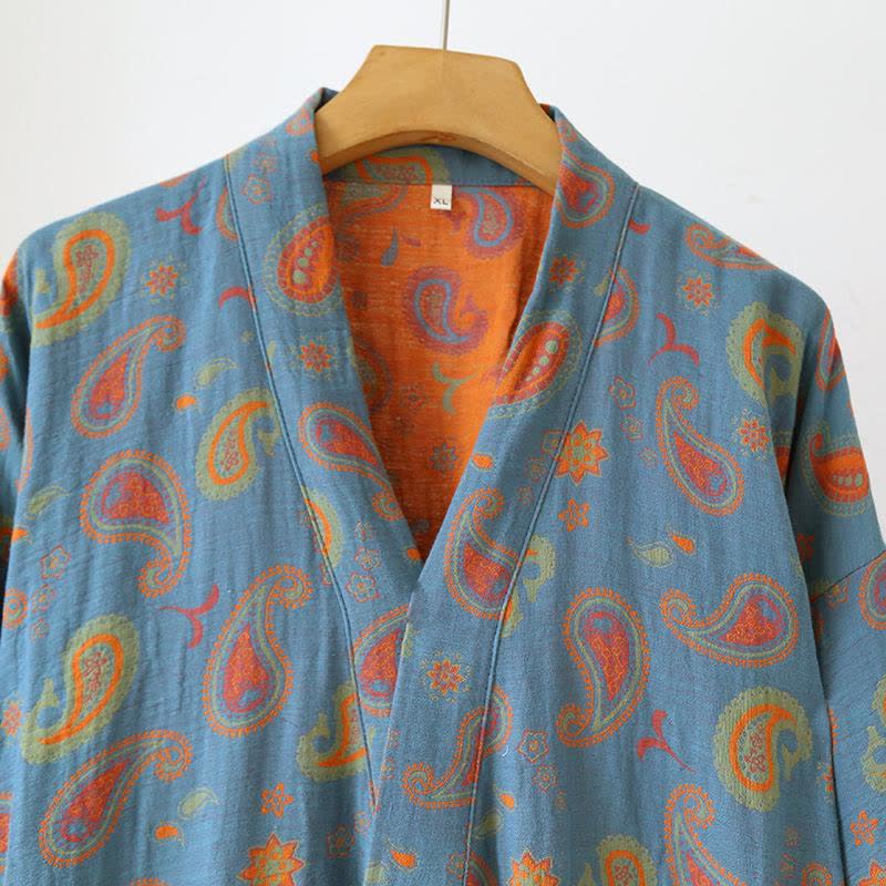 Paisley Cotton Gauze Japanese Kimono Robe - image 1