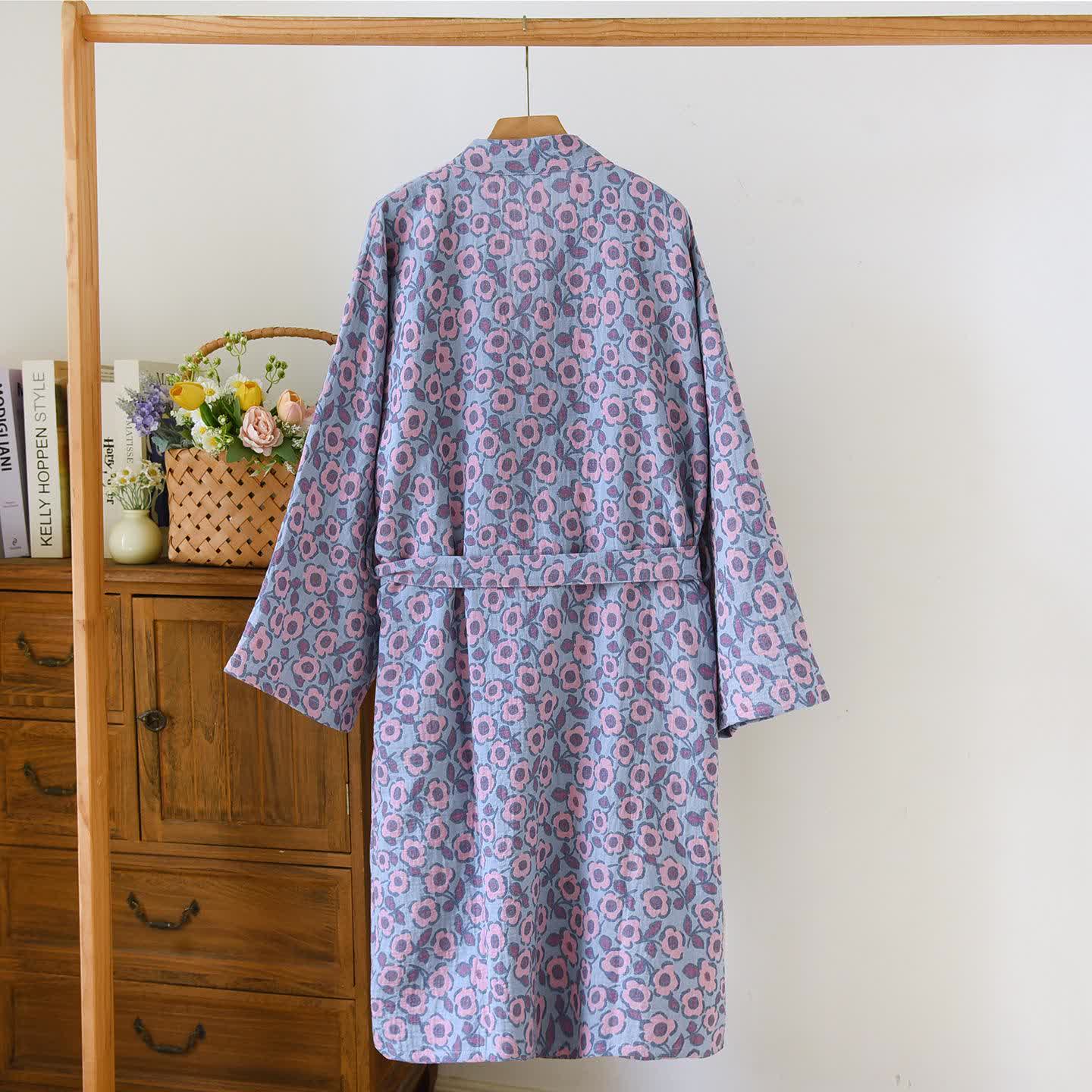Begonia Cotton Japanese Kimono Robe - image 4