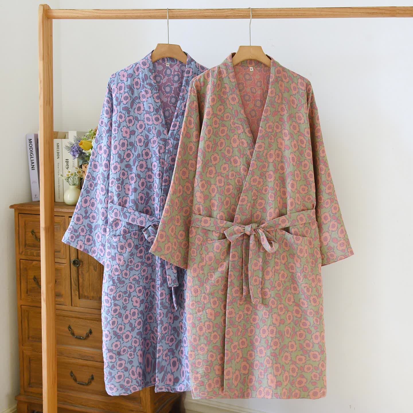 Begonia Cotton Japanese Kimono Robe - image 1
