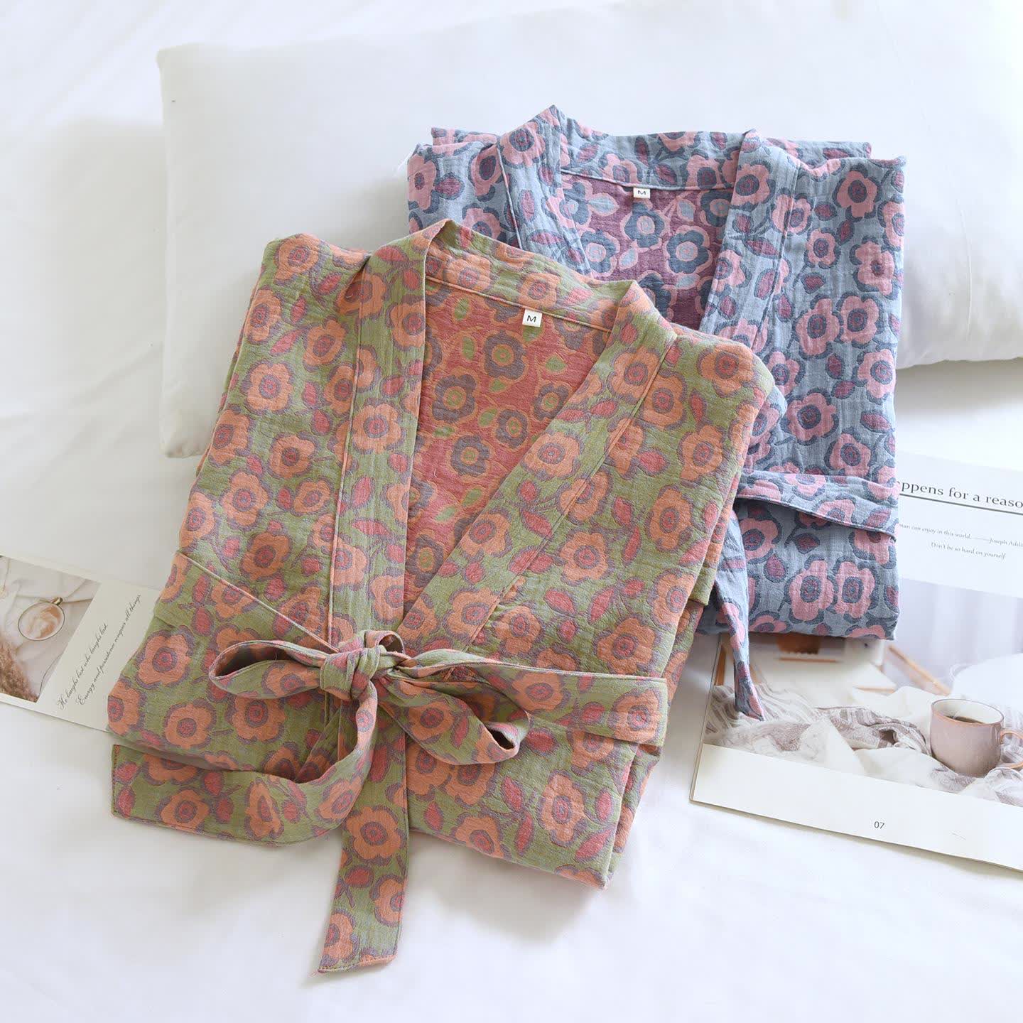 Begonia Cotton Japanese Kimono Robe - image 2